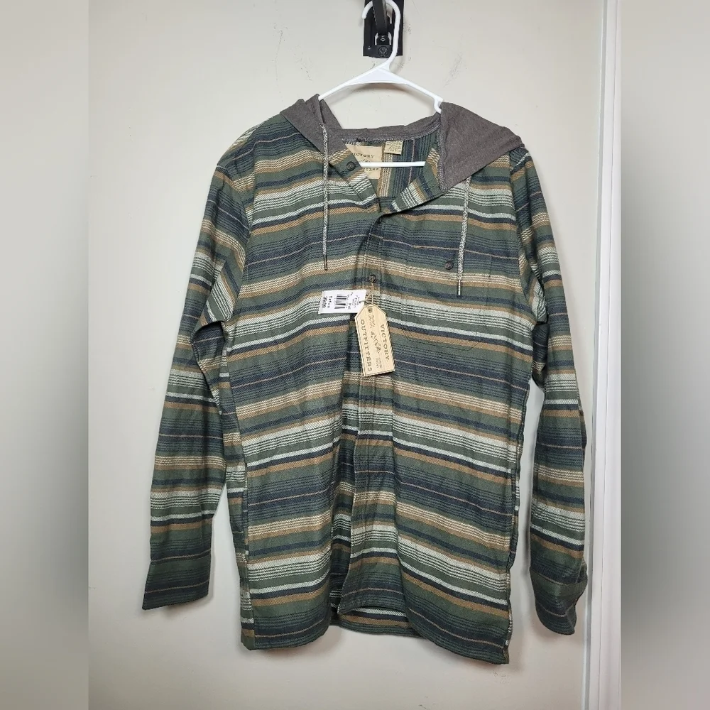 NWT Victory Outfitters Button Front Hooded Jacket sz M